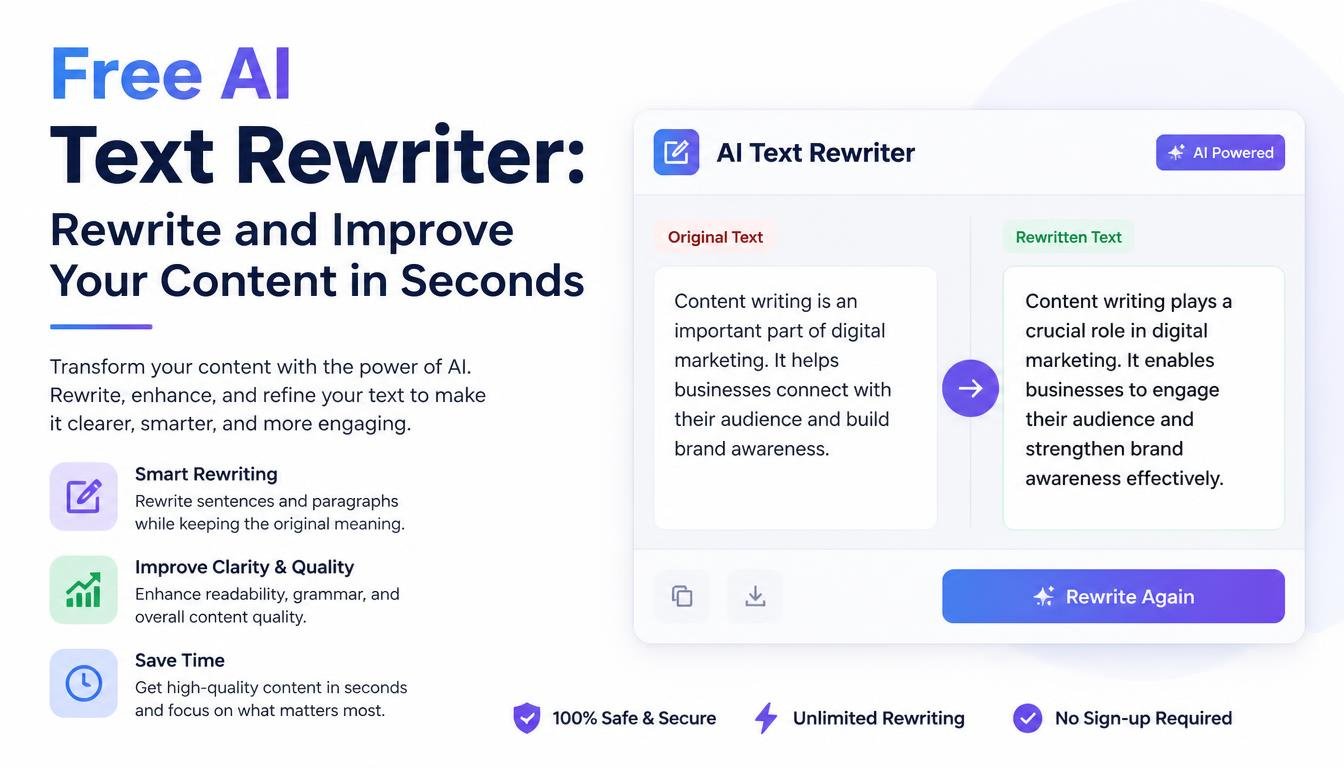 Free AI Text Rewriter: Rewrite and Improve Your Content in Seconds