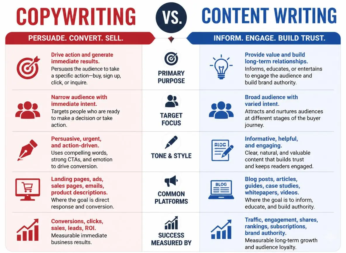 The Difference Between Copywriting and Content Writing