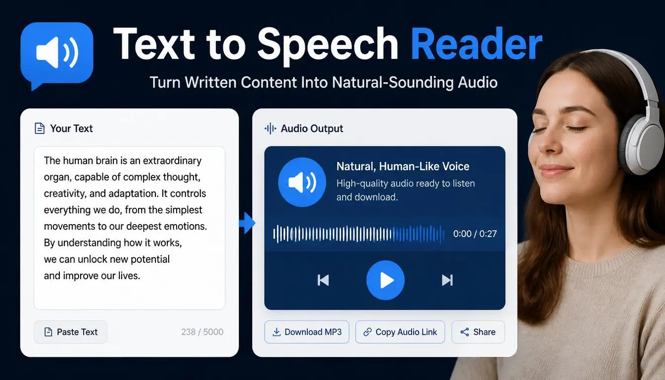Text to Speech Reader: Turn Written Content Into Natural-Sounding Audio
